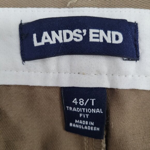 Lands' End Tan 100% Cotton Traditional Fit Straight Leg Chino Pants 48/T (48x31) - Picture 3 of 15